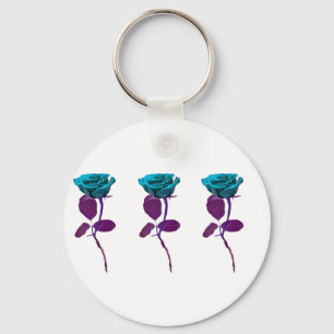 Blue Rose Design - Modern Art Key Ring