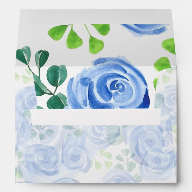 Blue Rose & Eucalyptus Personalized Envelope (Back (Bottom))