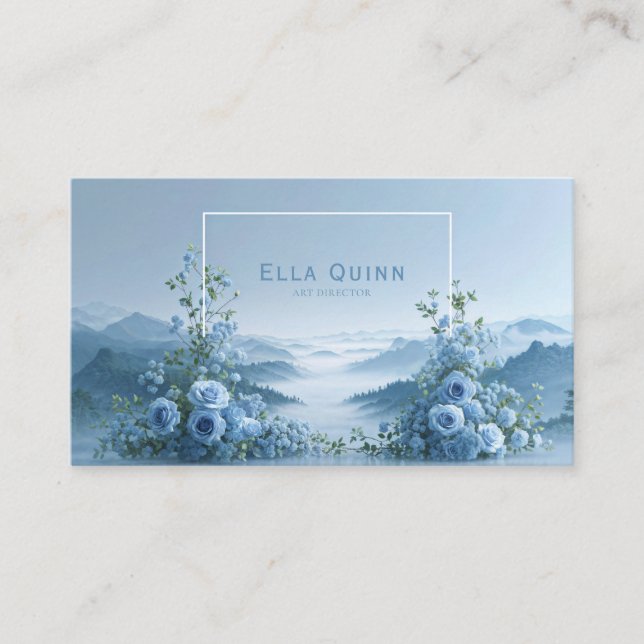 Blue Rose Floral and Misty Mountain Valley Business Card (Front)
