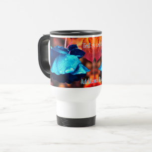 Blue Rose Floral Art Personalised   Travel Mug