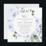 Blue Rose Floral Eucalyptus 90th Birthday Party Invitation<br><div class="desc">Honour a special woman with this elegant 90th Birthday party invitation. Blue roses nestled in soft sage green eucalyptus leaves form a modern botanical frame. All of the text can be edited,  so you can describe your special celebration perfectly</div>