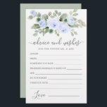 Blue Rose Floral Greenery Advice and Wishes Card<br><div class="desc">A beautiful dusty blue pastel rose floral border tops this Advice and Wishes card. If you need more matching products please message me.</div>