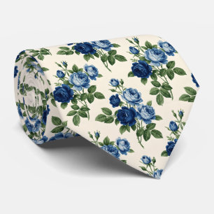 Blue Rose Floral Pattern Tie