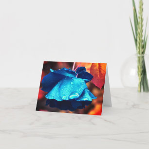 Blue Rose Flower Art Note Card