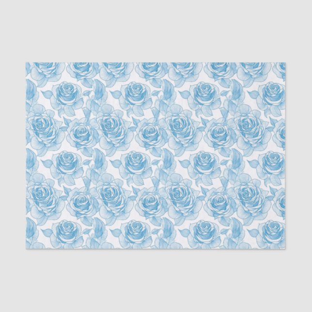 Blue rose flowers tissue paper (Front)
