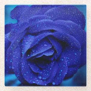 Blue Rose Glass Coaster