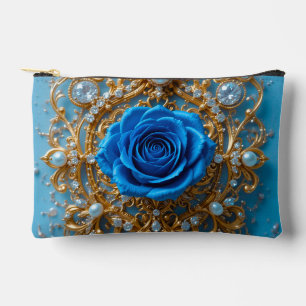 💙 Blue Rose Gold Ornament For Cosmetic Pouch 💙