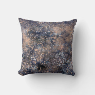 Blue & Rose Gold Paint Splatter Abstract Glamour Cushion