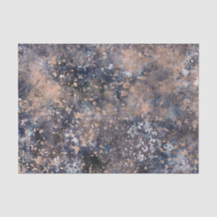 Blue & Rose Gold Paint Splatter Abstract Glamour Tissue Paper