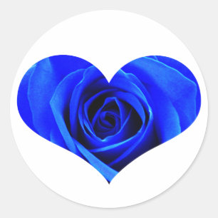 Blue Rose Heart Sticker