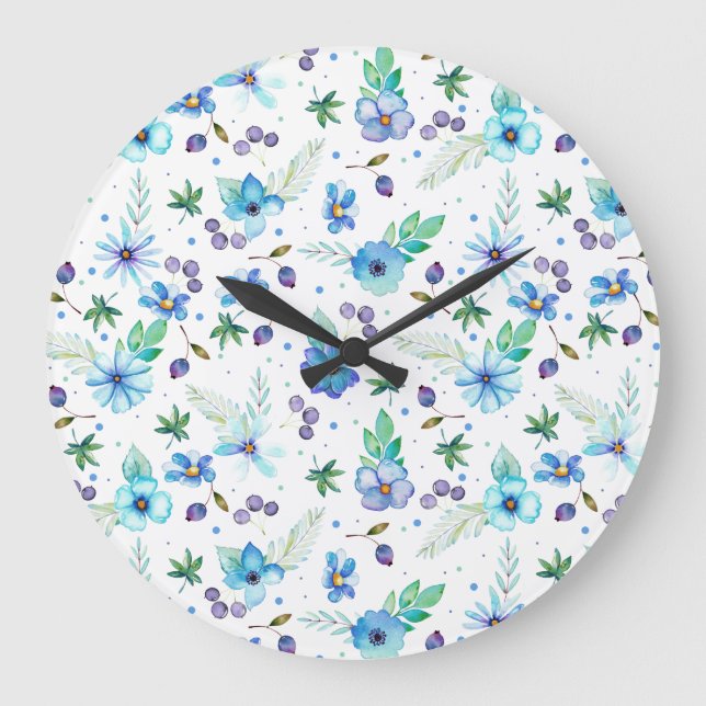 Blue rose large clock (Front)