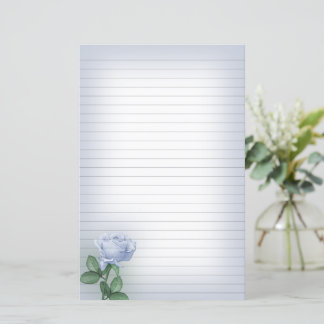 Blue Rose Lined Stationery