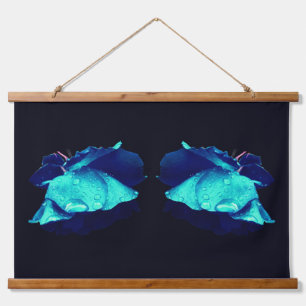 Blue Rose Lingering Raindrops Abstract Flower Art Hanging Tapestry
