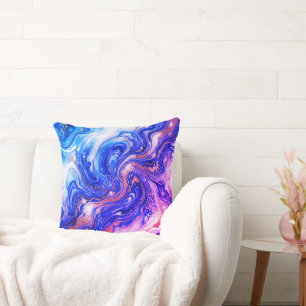 Blue Rose Marble Luxury Abstract Fluid Art Pattern Cushion
