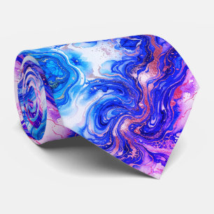Blue Rose Marble Luxury Abstract Fluid Art Pattern Tie