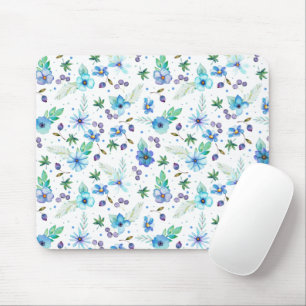 Blue rose mouse pad