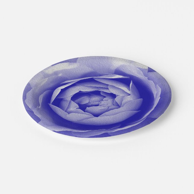 Blue rose paper plate (Angled)