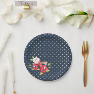 Blue Rose Paper Plate