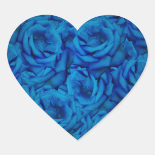 Blue Rose Pattern Heart Sticker
