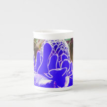 Blue Rose Petals Bone China Porcelain Mug