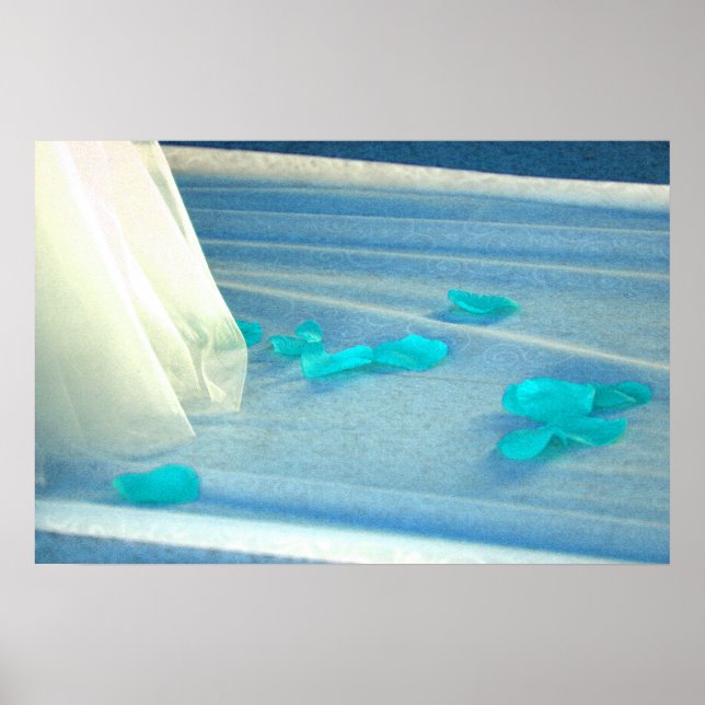 Blue Rose Petals Wedding Dress Train Poster (Front)