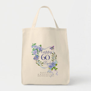 Blue Rose Ribbon 60th Birthday Tote Bag