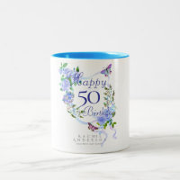 Blue Rose Ribbon Birthday 50th