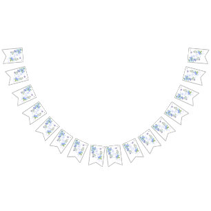 Blue Rose Ribbon Monogram Bunting