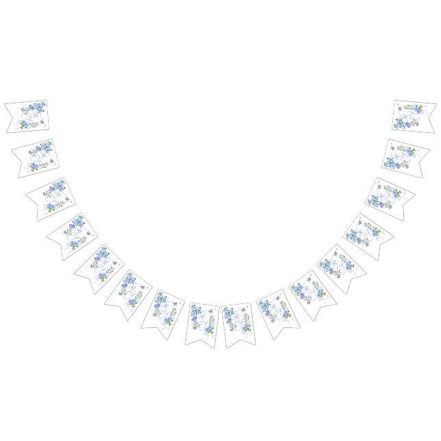 Blue Rose Ribbon Monogram  Bunting (All)