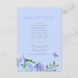Blue Rose Ribbon Monogram Wedding Enclosure Card