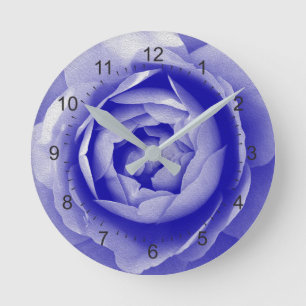 Blue rose round clock