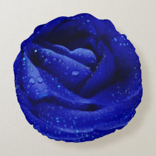 Blue rose round cushion