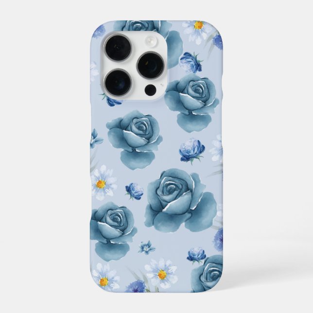 'Blue Rose Serenity' Floral iPhone Case (Back)
