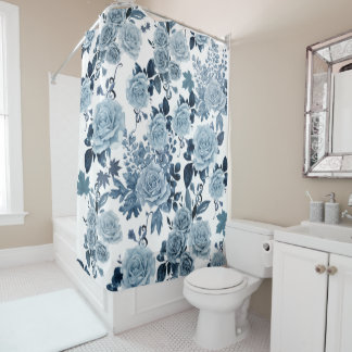Blue rose shower curtain