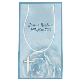 Blue rose sparkle small gift bag