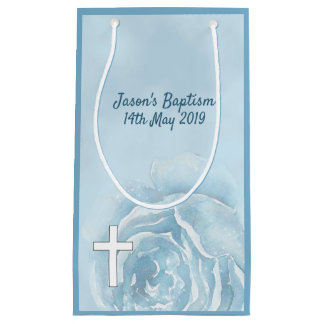 Blue rose sparkle small gift bag