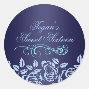 Blue Rose Sweet 16 Envelope Sticker/seal Classic Round Sticker