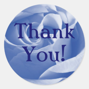 Blue Rose, Thank You! Classic Round Sticker