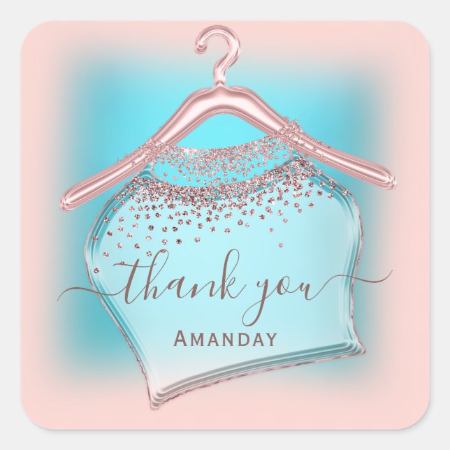 Blue Rose Thank You SHOPPING BOUTIQUE ONLINE Square Sticker (Front)