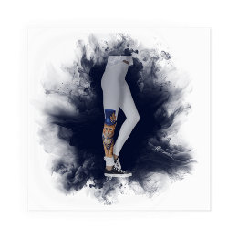 Blue Rose Top‑Hat Cat leggings