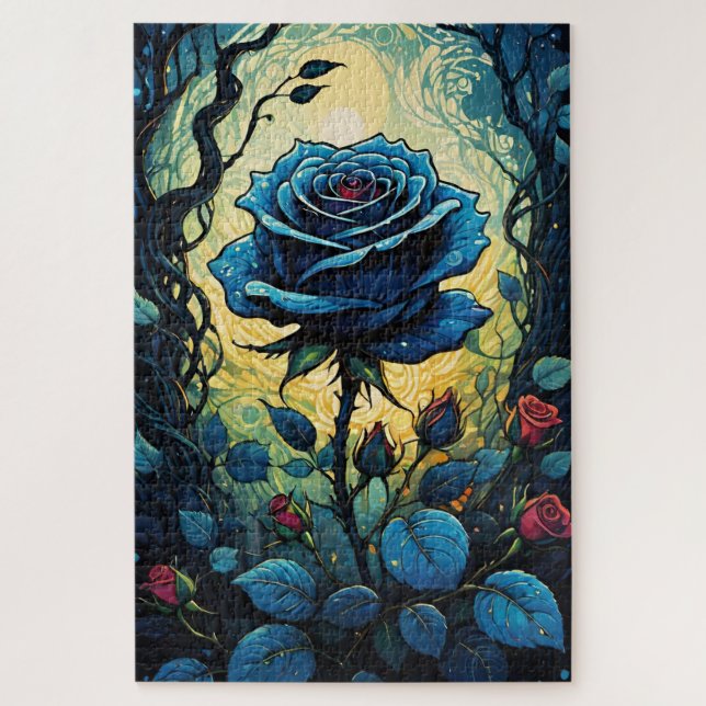 Blue Rose Vines 1 Jigsaw Puzzle (Vertical)