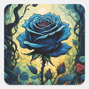 Blue Rose Vines 1   Square Sticker