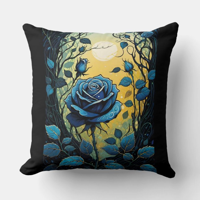 Blue Rose Vines 2  Cushion (Front)