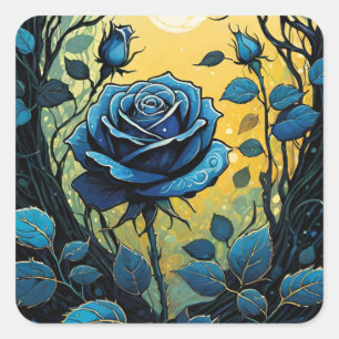 Blue Rose Vines 2  Square Sticker