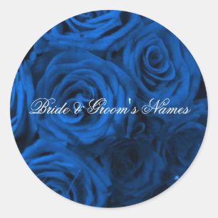 Blue Rose Wedding Envelope Seal Sticker Template