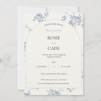 Blue Rose Wedding Invitation
