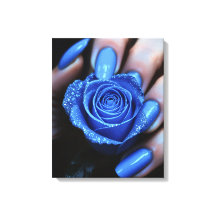 Blue rose with matching nails