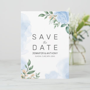 Blue Roses and Buds Save The Date
