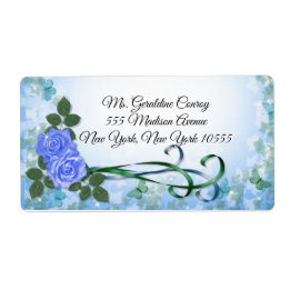 Blue roses and ribbons address labels