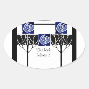 Blue roses Art Nouveau sticker